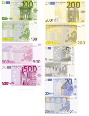 распечатать деньги евро для игры